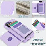 iPhone 15 Leather Covered Plastic Case w. Magnetic Detachable Wallet - Purple