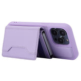 iPhone 15 Leather Covered Plastic Case w. Magnetic Detachable Wallet - Purple