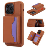 iPhone 15 Pro Leather Covered Plastic Case w. Magnetic Detachable Wallet - Brown