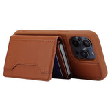 iPhone 15 Pro Leather Covered Plastic Case w. Magnetic Detachable Wallet - Brown