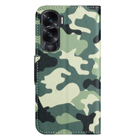 Honor 90 Lite Leather Case w. Wallet & Stand Function - Camouflage