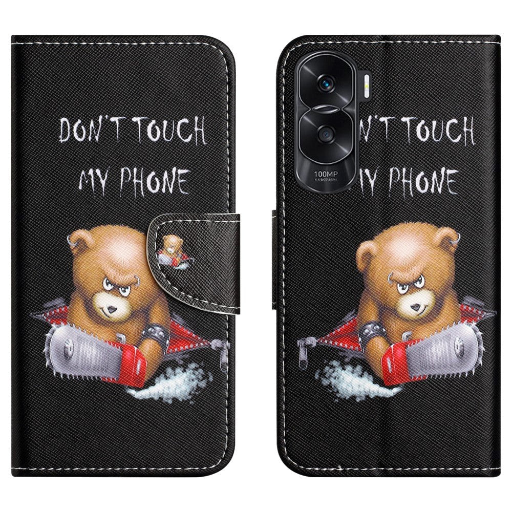 Honor 90 Lite Leather Case w. Wallet & Stand Function - Bear