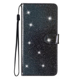 Samsung Galaxy S23 FE Leather Flip Case with Wallet and Strap - Glitter - Black