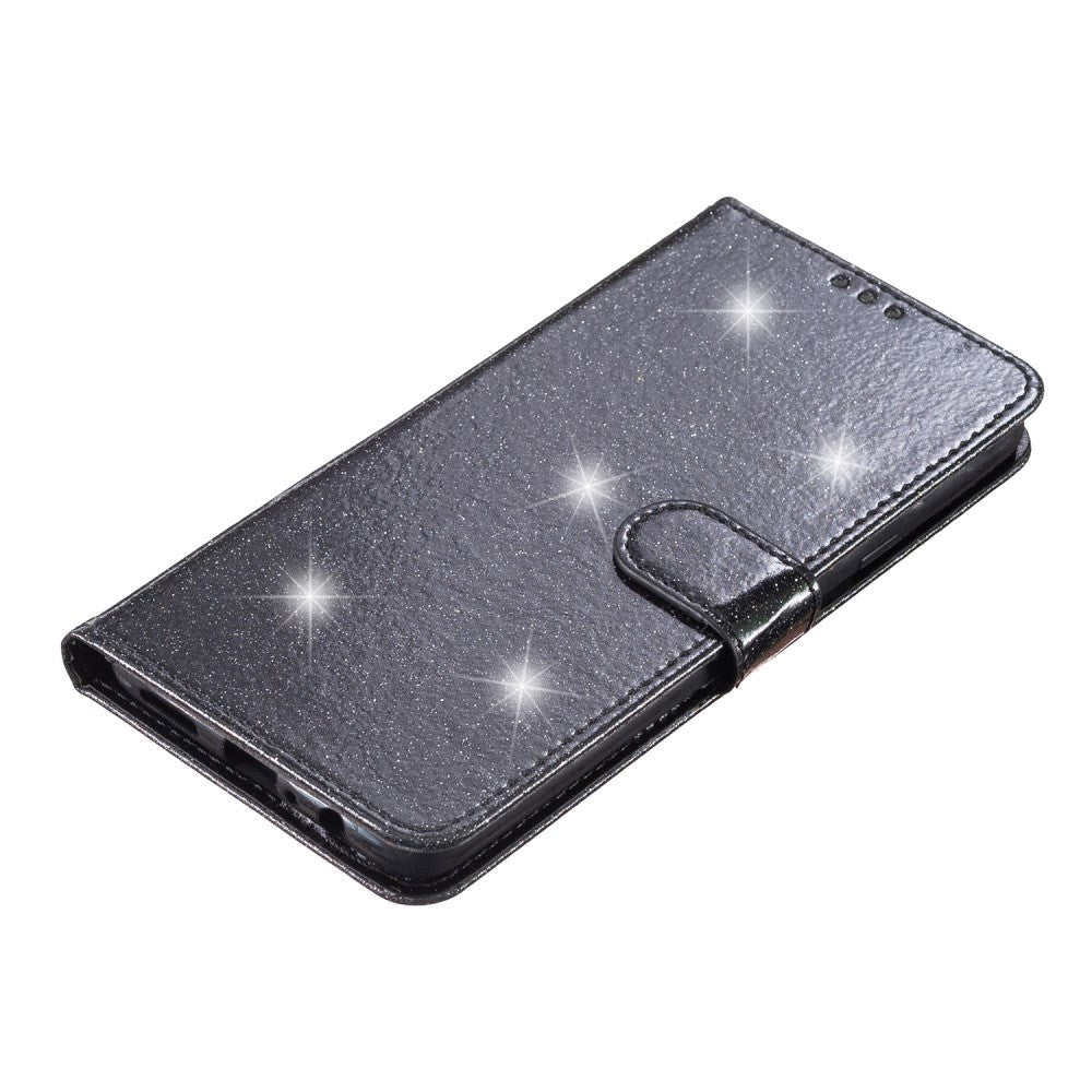 Samsung Galaxy A25 (5G) Leather Flip Case with Wallet and Strap - Glitter - Black