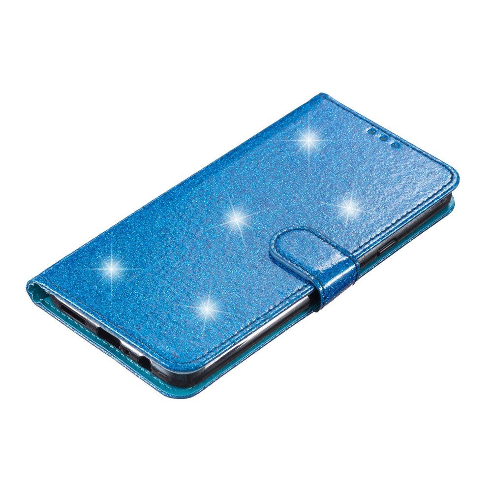 Samsung Galaxy A25 (5G) Leather Flip Case with Wallet and Strap - Glitter - Blue