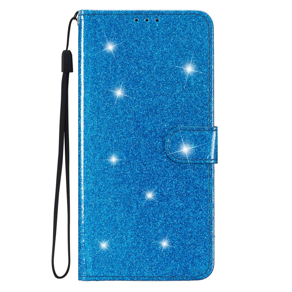 Samsung Galaxy A25 (5G) Leather Flip Case with Wallet and Strap - Glitter - Blue