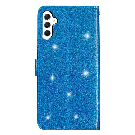 Samsung Galaxy A25 (5G) Leather Flip Case with Wallet and Strap - Glitter - Blue