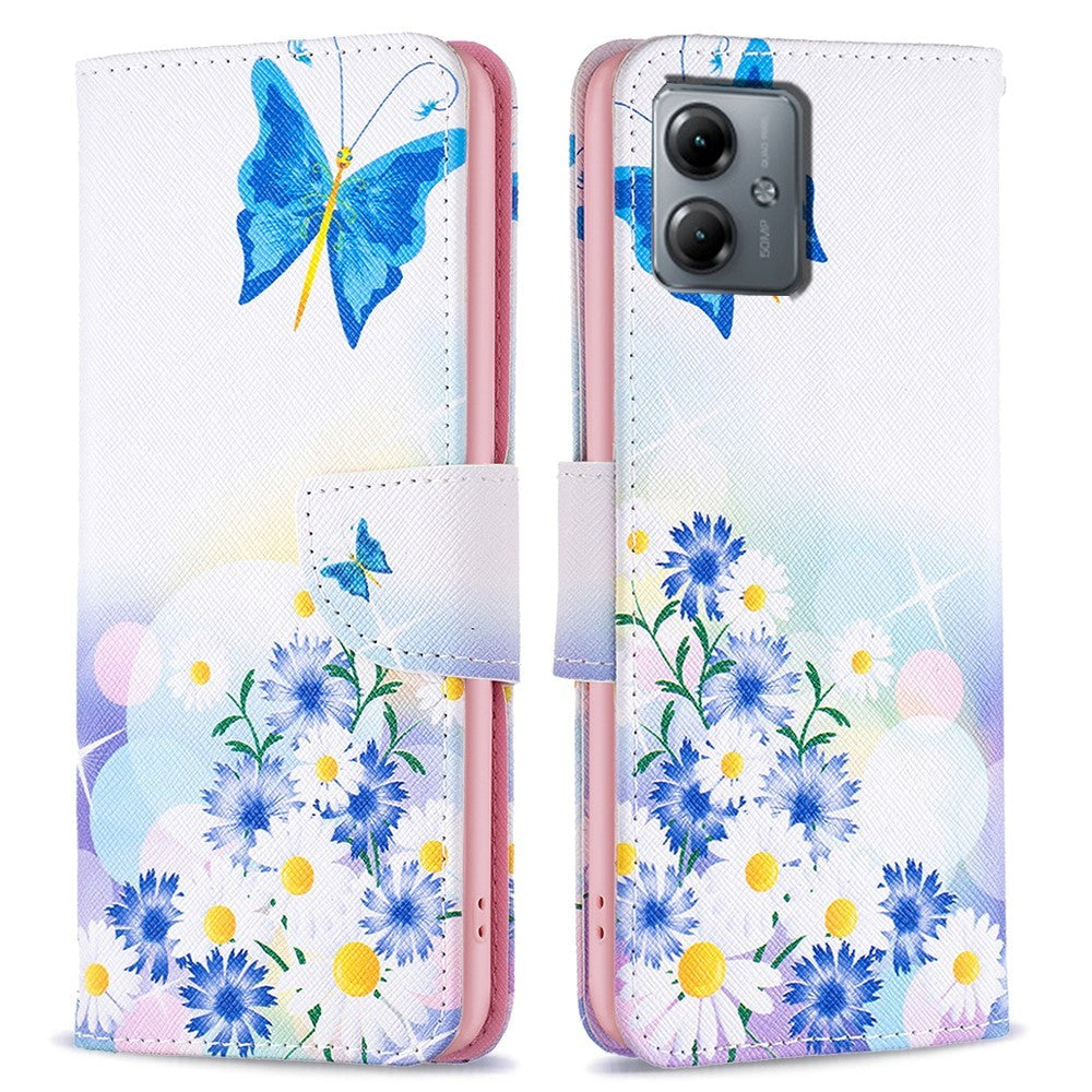 Motorola Moto G14 Flip Case w. Wallet - Butterfly & Flowers