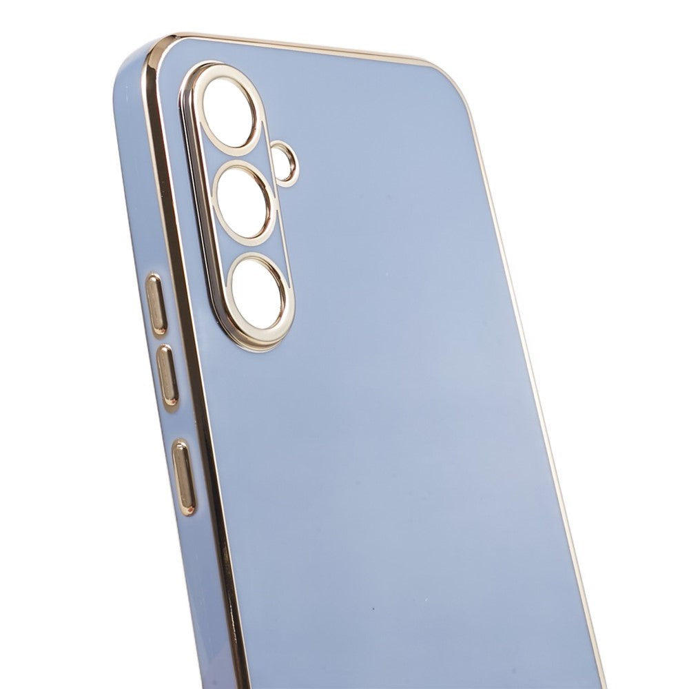 Samsung Galaxy A25 (5G) Flexible Plastic Case w. Gold Edge - Blue