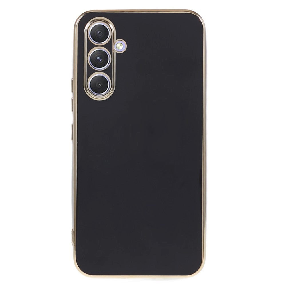 Samsung Galaxy S23 FE Flexible Plastic Case w. Gold Edge - Black