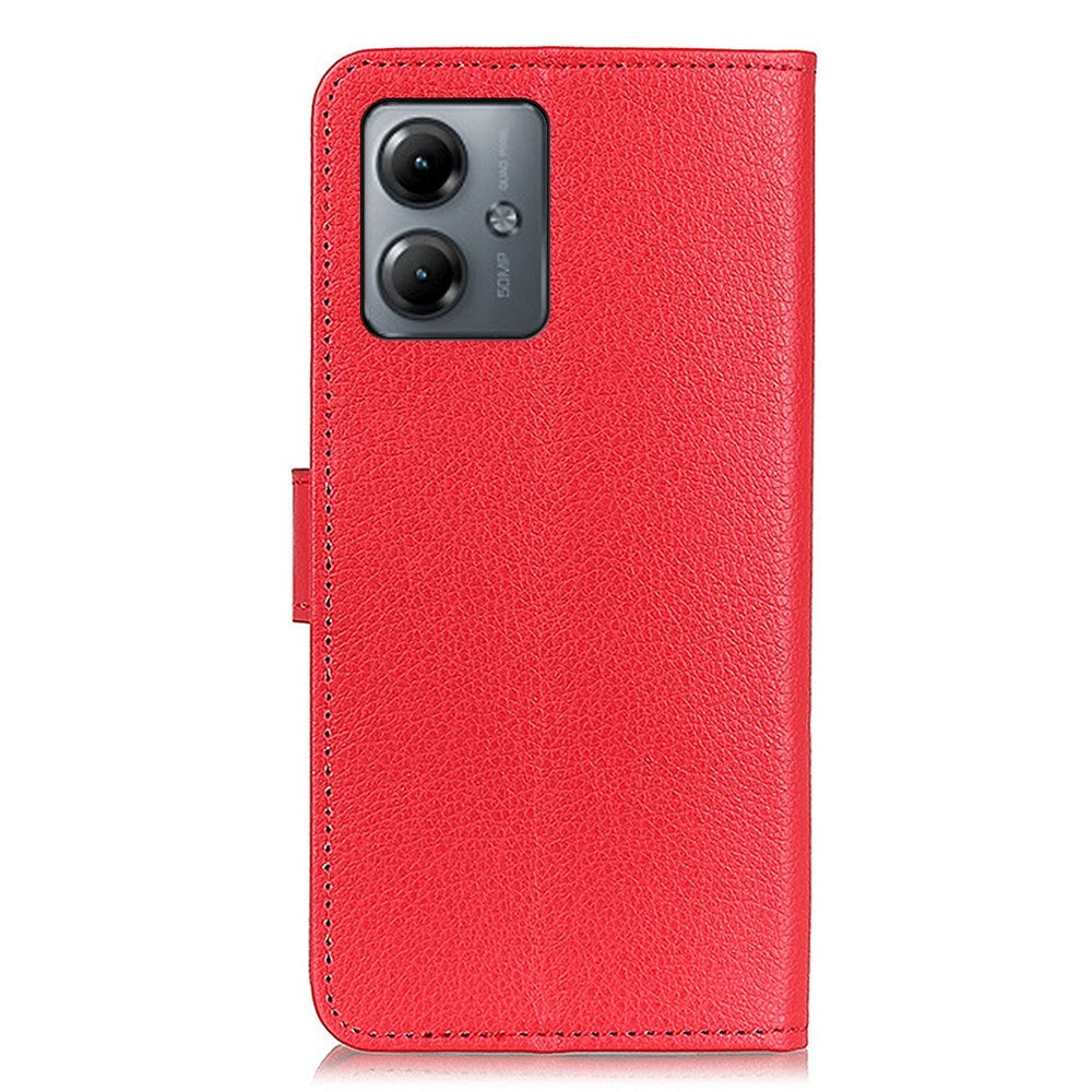 Motorola Moto G14 Litchi Leather Flip Case w. Wallet - Red