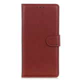 Motorola Moto G14 Litchi Leather Flip Case w. Wallet - Brown