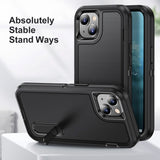 iPhone 15 Hybrid Tough Case w. Kickstand - Black