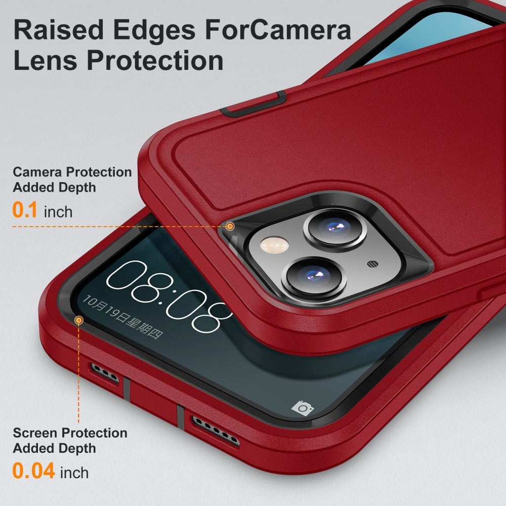 iPhone 15 Hybrid Tough Case w. Kickstand - Red / Black