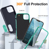 iPhone 15 Hybrid Tough Case w. Kickstand - Turquoise / Black