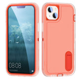 iPhone 15 Hybrid Tough Case w. Kickstand - Orange / Transparent