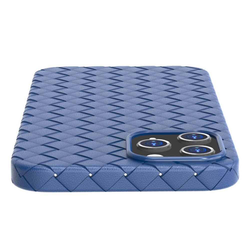 iPhone 15 Pro Flexible Plastic Case - Braided Design - Blue