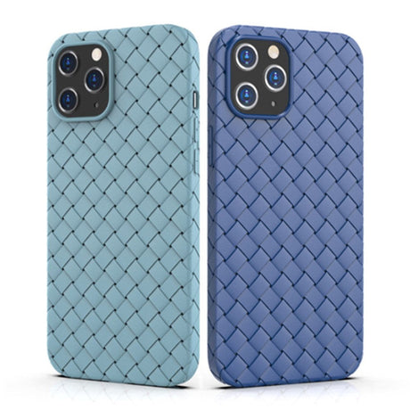 iPhone 15 Pro Max Flexible Plastic Case - Braided Design - Blue