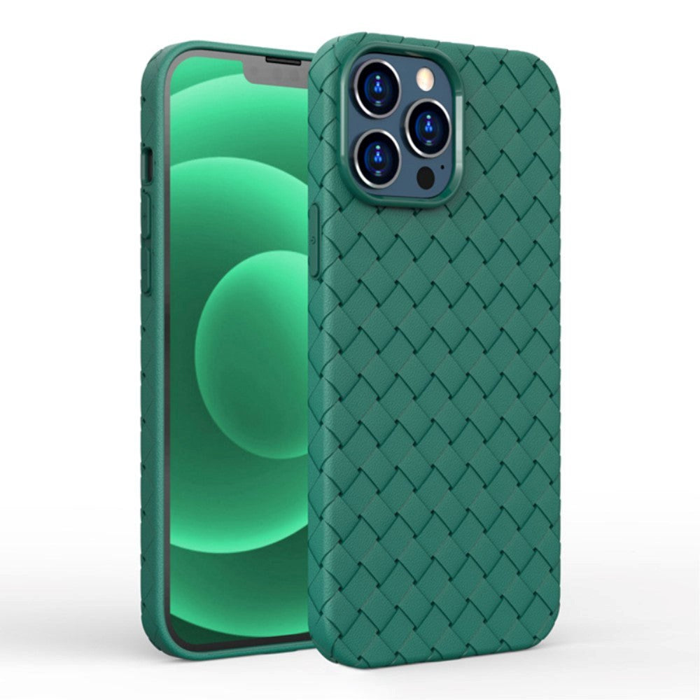 iPhone 15 Pro Max Flexible Plastic Case - Braided Design - Dark Green