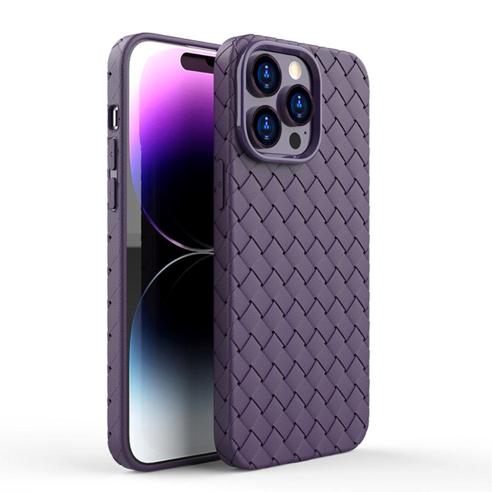 iPhone 15 Pro Max Flexible Plastic Case - Braided Design - Purple