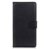 Sony Xperia 5 V Litchi Leather Flip Case w. Wallet - Black