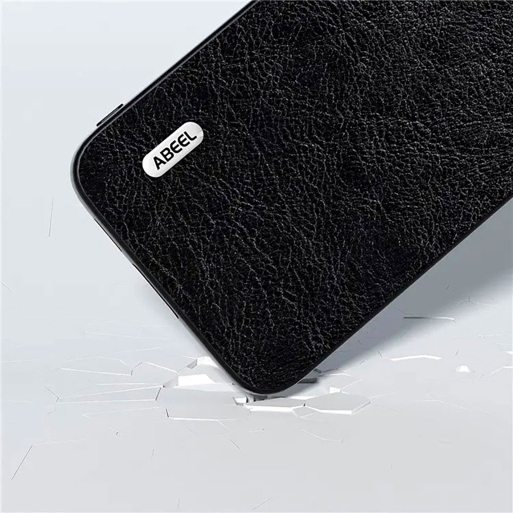 Sony Xperia 5 V Litchi Leather Covered Plastic Case - Black