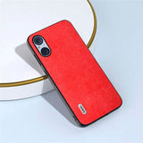 Sony Xperia 5 V Litchi Leather Covered Plastic Case - Red