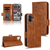 Nothing Phone (2) Leather Flip Case w. Wallet - Triangle Print - Brown