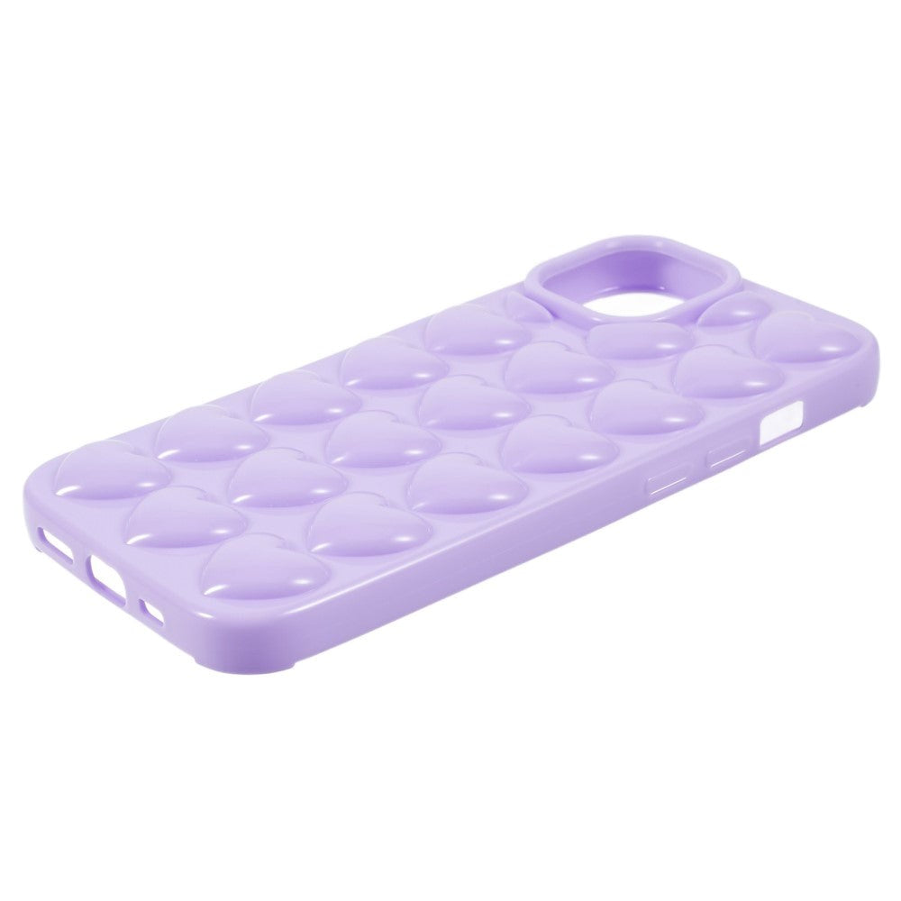 iPhone 15 Pro Flexible Plastic Case w. Small Hearts - Purple