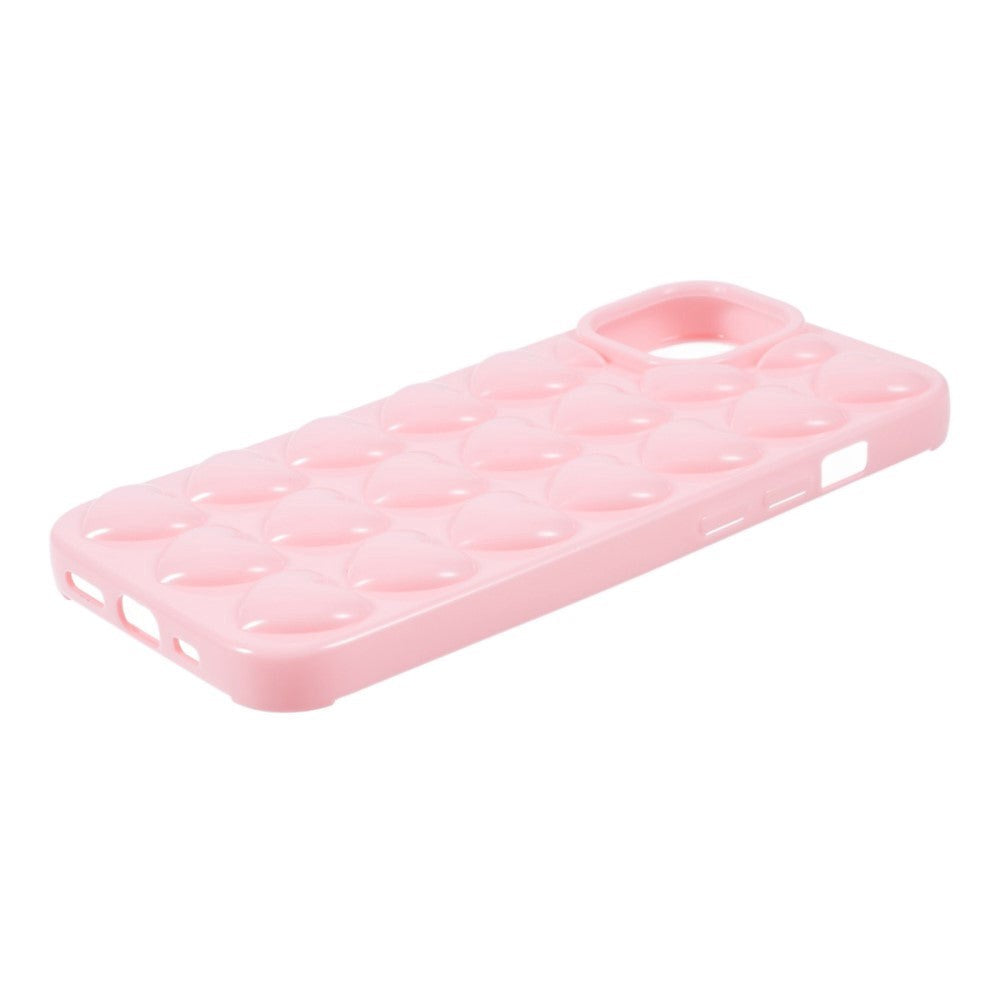 iPhone 15 Pro Flexible Plastic Case w. Small Hearts - Light Pink