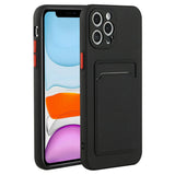 iPhone 15 Pro Flexible Plastic Case w. Card Holder - Black