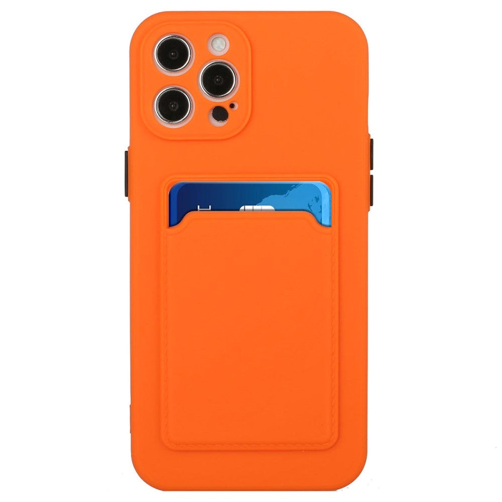 iPhone 15 Pro Flexible Plastic Case w. Card Holder - Orange