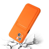 iPhone 15 Flexible Plastic Case w. Card Holder - Orange