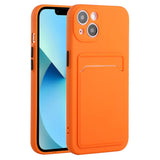 iPhone 15 Flexible Plastic Case w. Card Holder - Orange