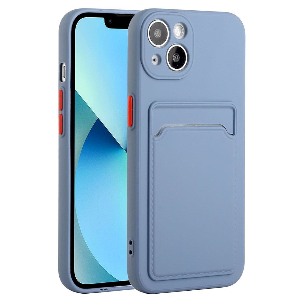 iPhone 15 Flexible Plastic Case w. Card Holder - Blue