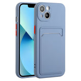 iPhone 15 Flexible Plastic Case w. Card Holder - Blue