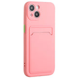 iPhone 15 Flexible Plastic Case w. Card Holder - Pink