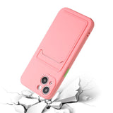 iPhone 15 Flexible Plastic Case w. Card Holder - Pink