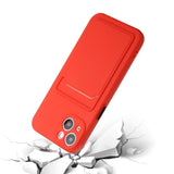 iPhone 15 Flexible Plastic Case w. Card Holder - Red