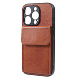 iPhone 15 Pro Max Leather Covered Plastic Case with Card Holder - Light Brown