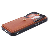 iPhone 15 Pro Max Leather Covered Plastic Case with Card Holder - Light Brown