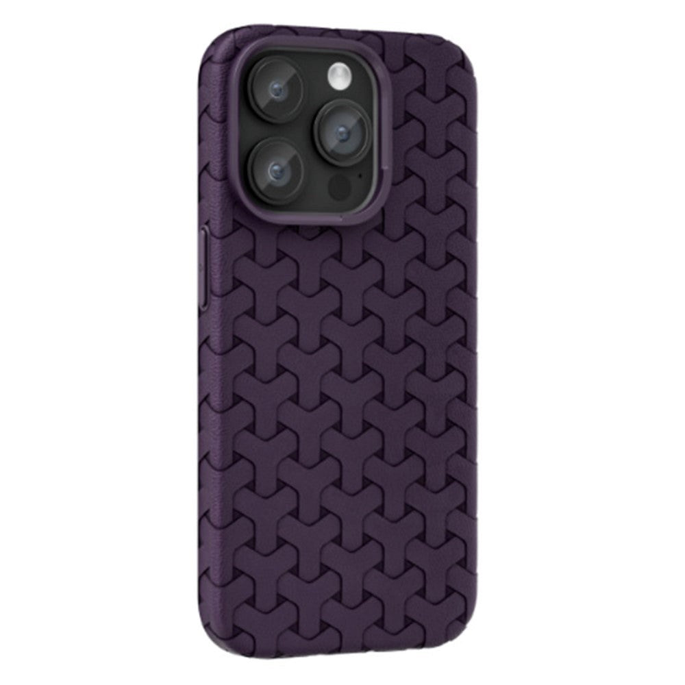 iPhone 15 Flexible Plastic Case - Braided Texture - Purple