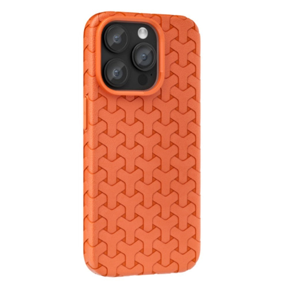 iPhone 15 Pro Max Flexible Plastic Case - Braided Texture - Orange