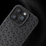 iPhone 15 Pro Max Flexible Plastic Case - Braided Texture - Black