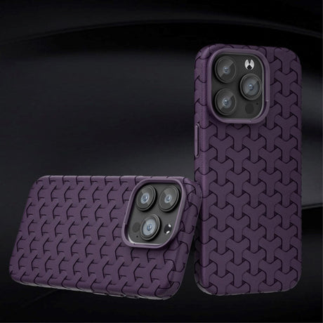 iPhone 15 Pro Max Flexible Plastic Case - Braided Texture - Purple