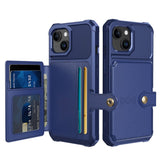 iPhone 15 Hybrid Case w. Wallet - Blue