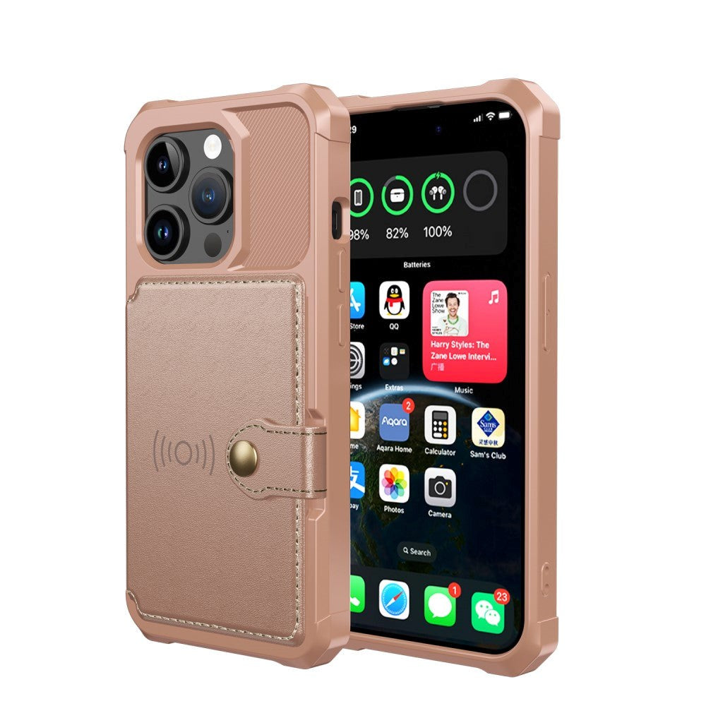 iPhone 15 Pro Hybrid Case w. Wallet - Rose Gold