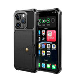 iPhone 15 Pro Hybrid Case w. Wallet - Black