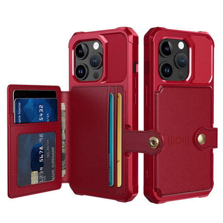 iPhone 15 Pro Hybrid Case w. Wallet - Red