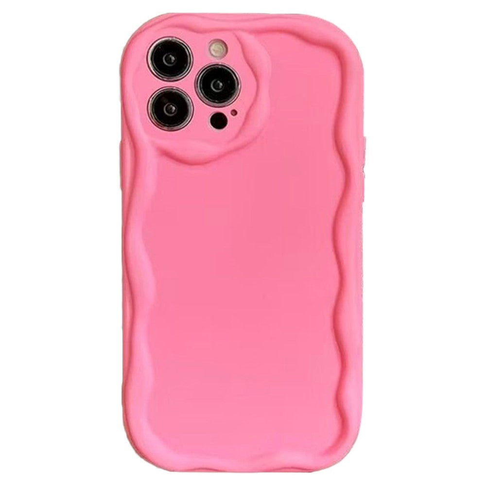 iPhone 15 Pro Max Flexible Plastic Case w. Wavy Edges - Light Pink